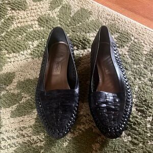 Women's Vintage Black Woven Loafers